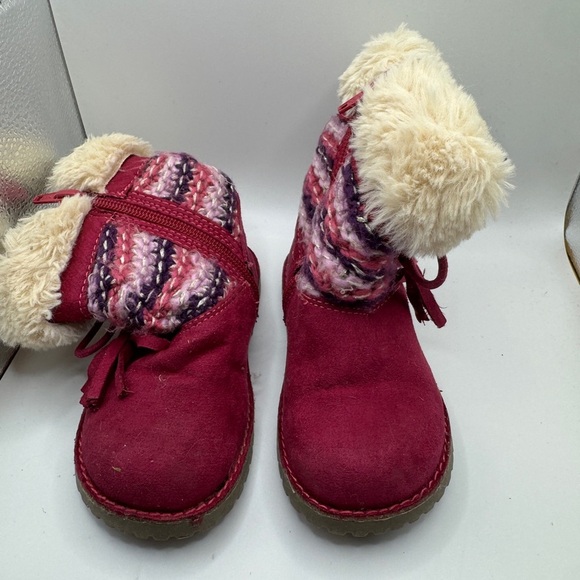 Magellan Outdoors Toddler Girl Size 7 Maroon & Cream Faux Fur Winter Boot - Picture 1 of 6